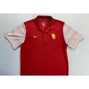 Nike Dri-Fit Men's Sideline Polo Golf Shirt. Color Block, USC Trojans. Size L.